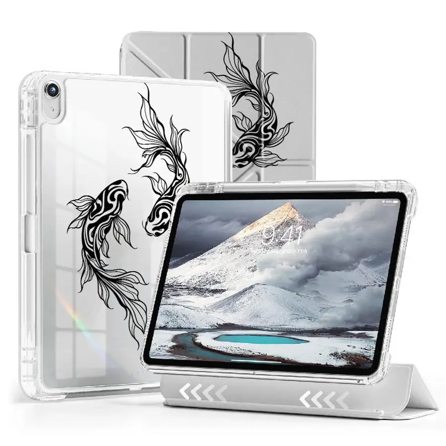 

Чехол-подставка для планшета с ретро-дизайном «Рыбы» для iPad Mini 6, 7, Pro 2025, 11-го, 10-го, 9-го, 8-го, 7-го поколений, 12.9 дюймов, Air 4, 5, M3, M2, M4, 11 дюймов