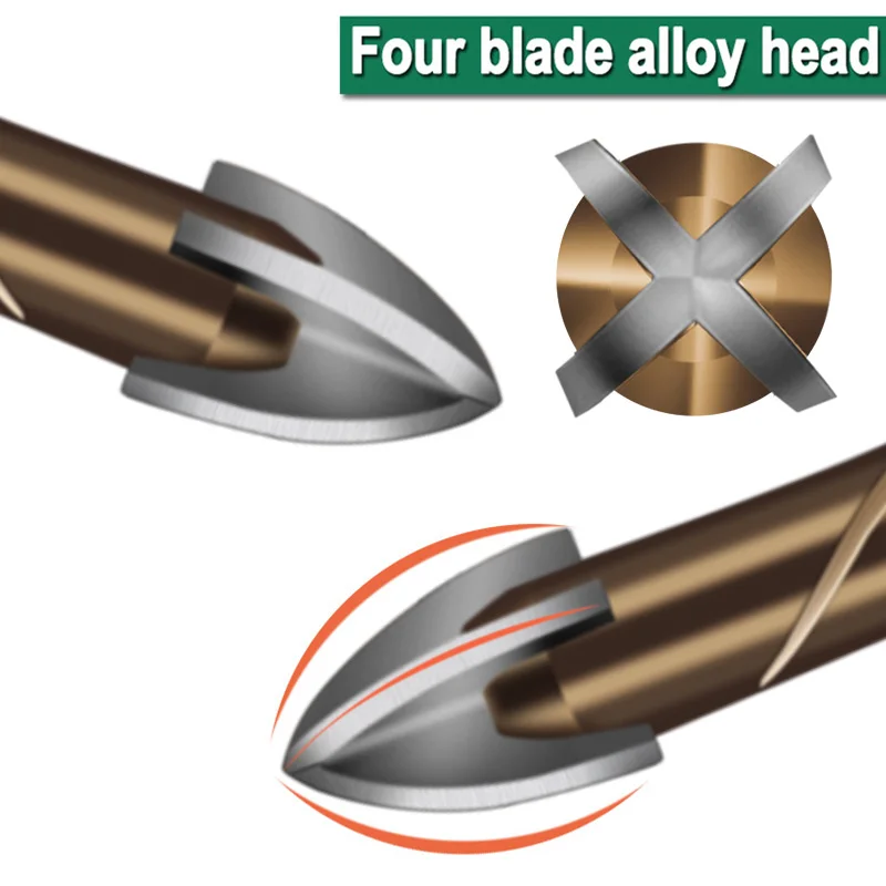 Cross Hexagon Tile Glass Cement Metal Ceramic Wood Plastic Hole Saw Triangle Alloy Drill Bit Size 3mm 4mm 5mm 6mm 8mm 10mm 12mm