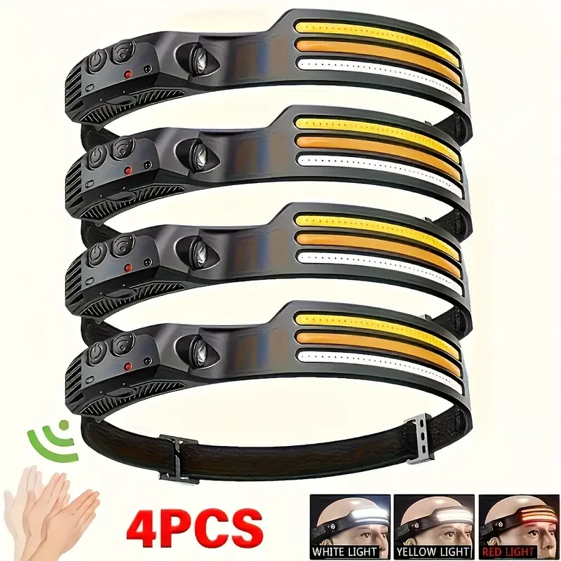 1/2/3/4 ไฟหน้าแบบ LED ระดับมืออาชีพ 5 โหมดแสง เทคโนโลยี COB ระบบชาร์จ USB ตัวเลือกสายไฟหลากหลาย สำหรับงานกลางแจ้ง ปั่นจักรยาน