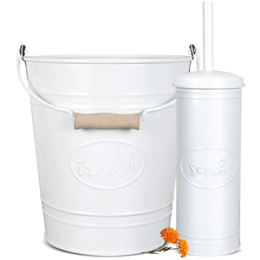 

Набор для ванной Autumn Alley: мусорное ведро и ершик для унитаза в стиле рустик, белый, 2 галлона, City White, аксессуары для ванной с туалетом