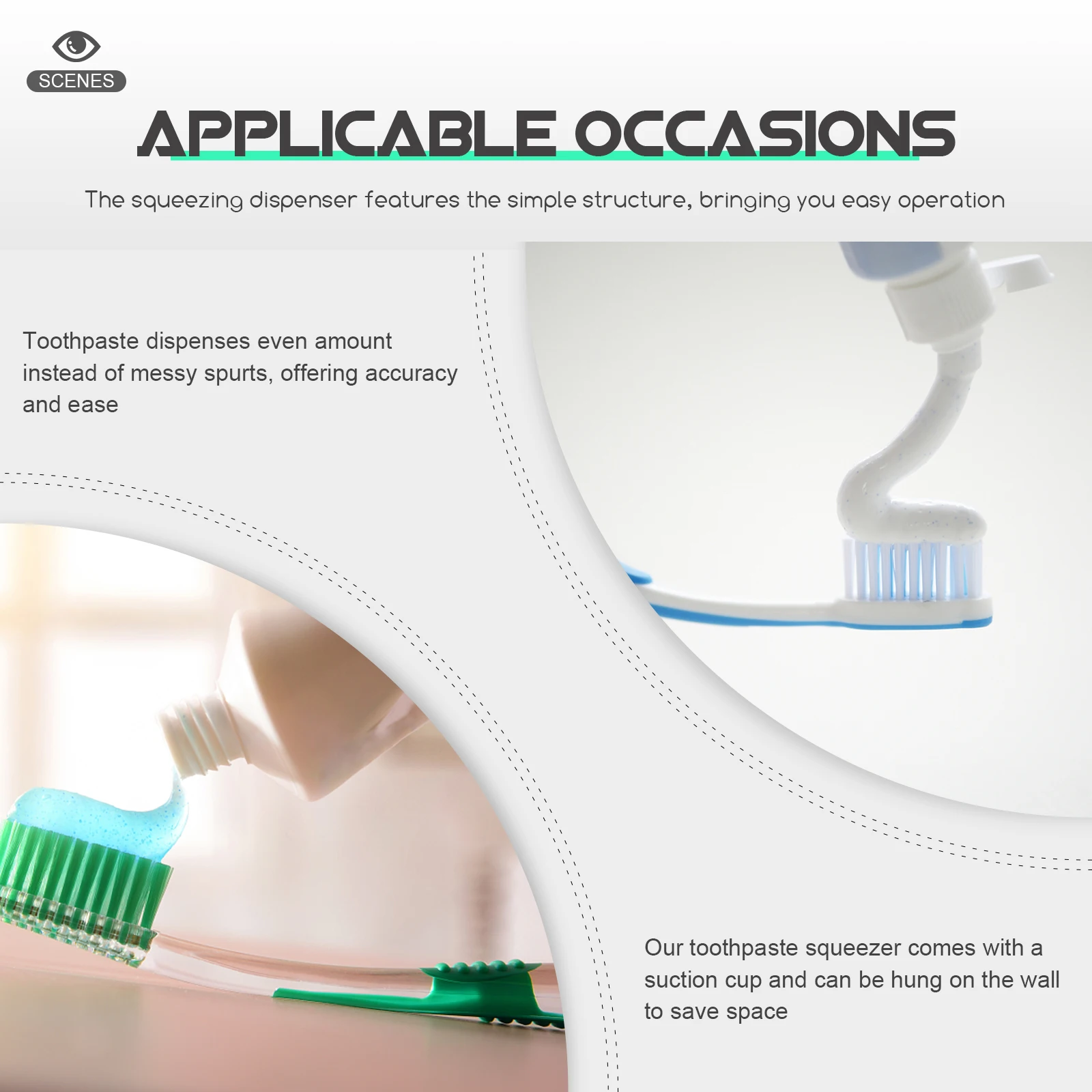 

5Pcs Toothpaste Squeezer Wall Mount Suction Cup Manual Toothpaste Dispenser Tube Roller Bathroom Supplies Tool