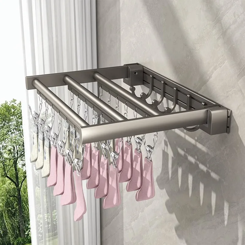 

Indoor Outdoor Space Saving With Multi Hooks For Laundry No Drill Folding Clothes Drying Rack