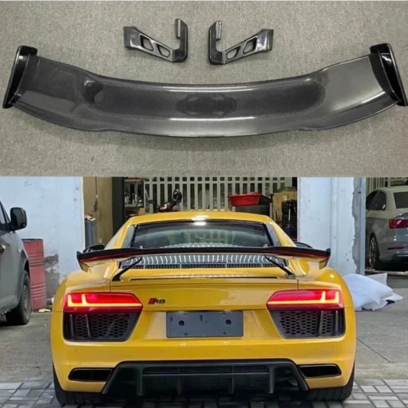 Real Carbon Fiber Spoiler For Audi R8 V8 V10 2007-2016 High Quality Rear Wing Trunk Top Lip Refits Spilers