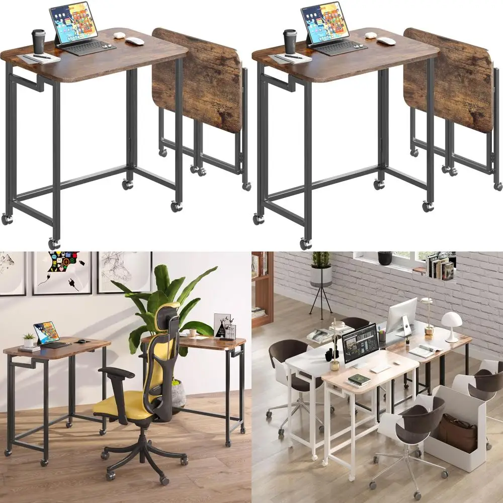 

Компьютерный стол на колесиках в деревенском стиле, коричневый, 23,6 дюйма, для письма и работы с ноутбуком дома или в офисе
