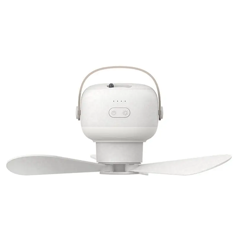 B21B Mini USB Camping Fan Battery Operated Remote Control Portable LED Light for Home White