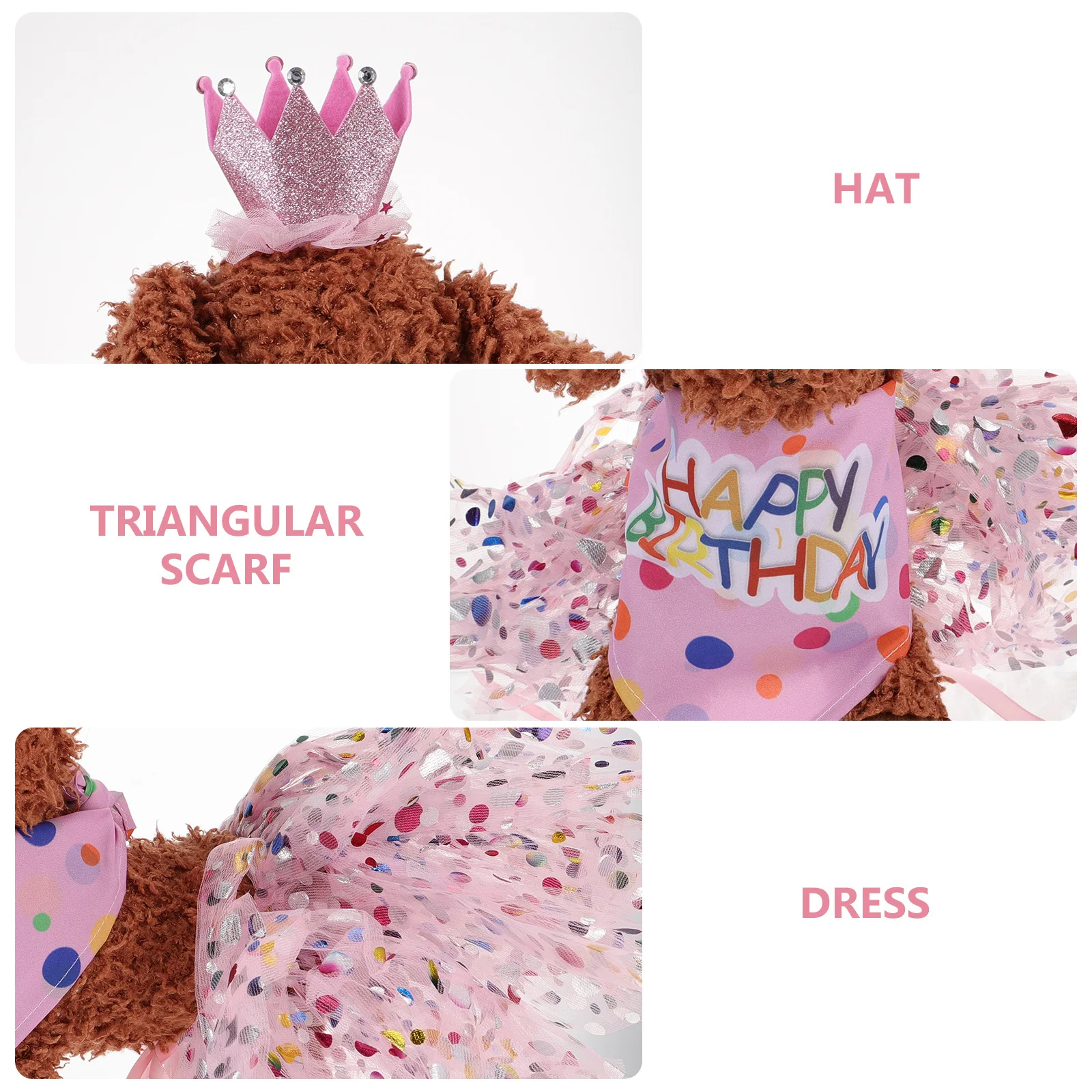 

1Set Pet Birthday Costume Set Adjustable Dog Scarf Hat Durable Comfortable Photo Prop Dog Scarf Pet Birthday Hat