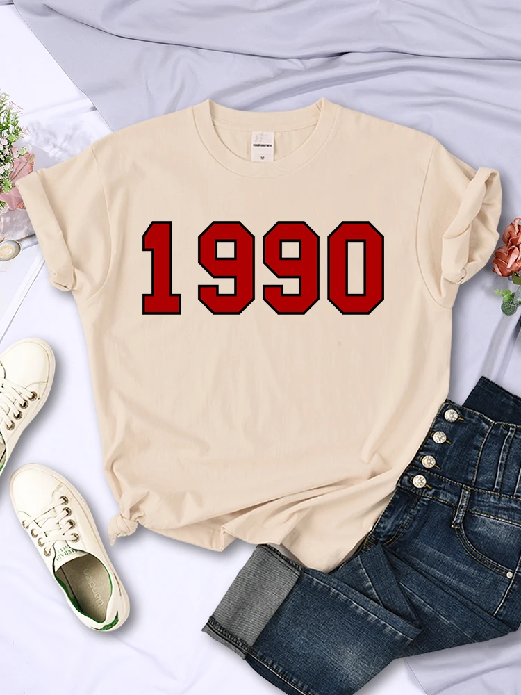 1990 Personality Street City Letter T Shirts For Women Summer Breathable T-Shirt Vintage Hip Hop Tee Clothes Street Short Sleeve