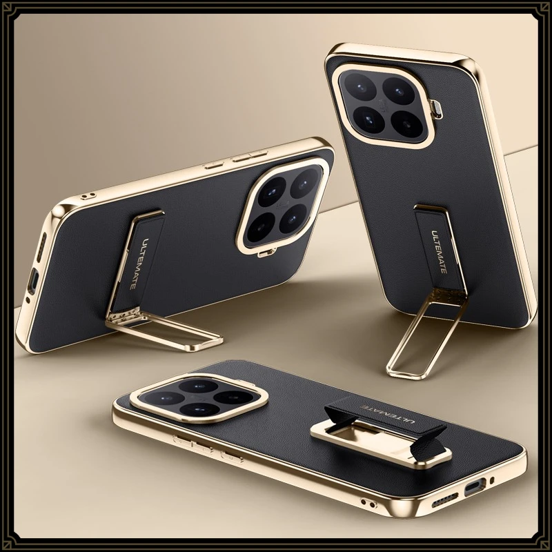 

For xiaomi 17t pro Case ELVEV Magnetic Luxury PU Leather Anti-Slip Camera Protection Cover with Wristband Rotating Metal Holder