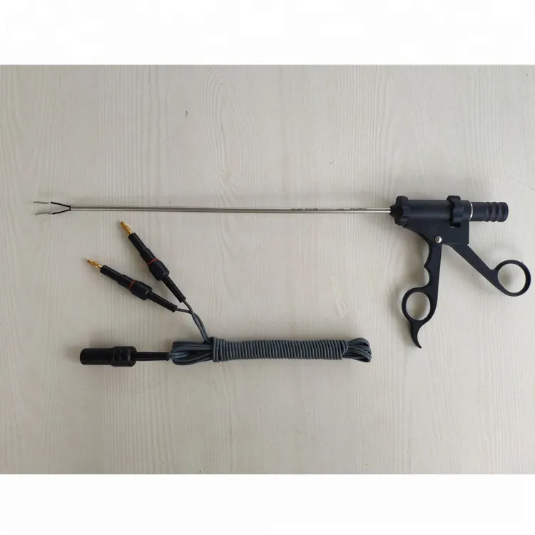 Laparoscopic Instruments Plastic Handle Bipolar Coagulation Forceps With Bipolar Cable