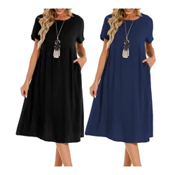 2025 Spring Women Cotton Linen Maxi Dress Summer Casual Short Sleeve O Neck Sundress Female Vintage Pockets Loose Long Robe