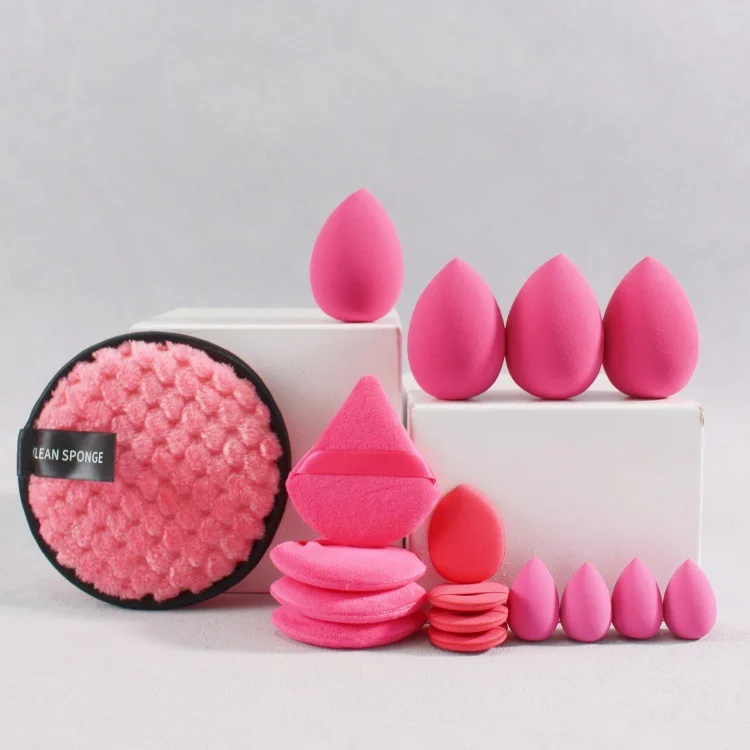 17 pz/set All'ingrosso Dual-Sided Soffi Morbidi Riutilizzabili Cosmetici Cinghie Da Polso Set Per La Pulizia Del Viso Fasce Per Capelli Lavabili Struccante