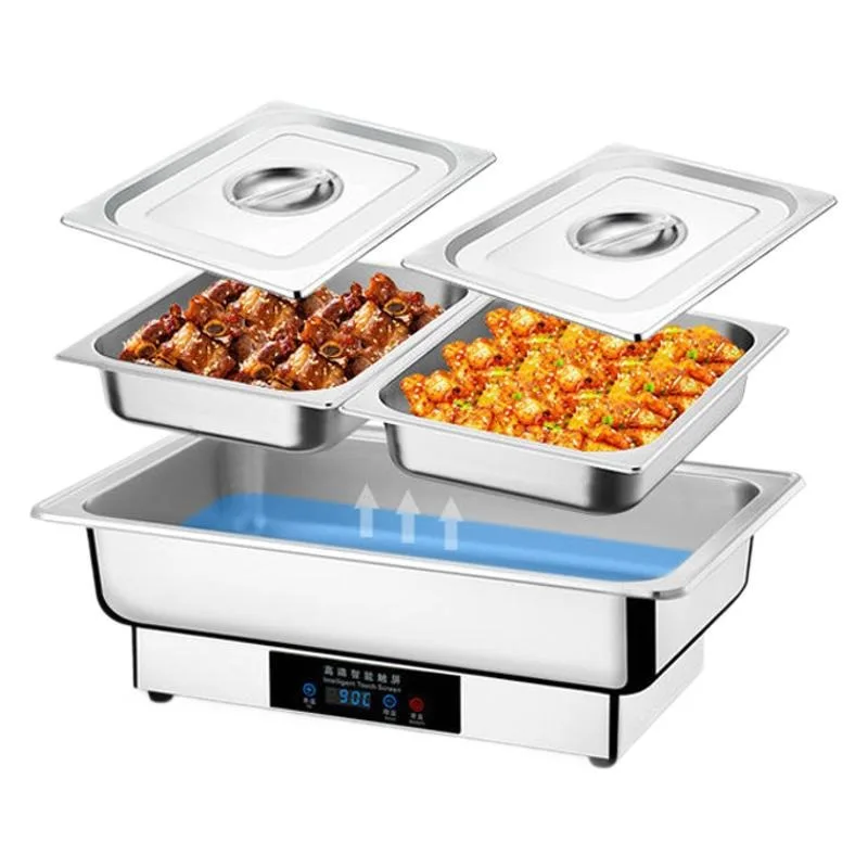 

Insulated buffet stove stainless steel electric heating can be seen as a semi-clamshell hotel buffet breakfast stove