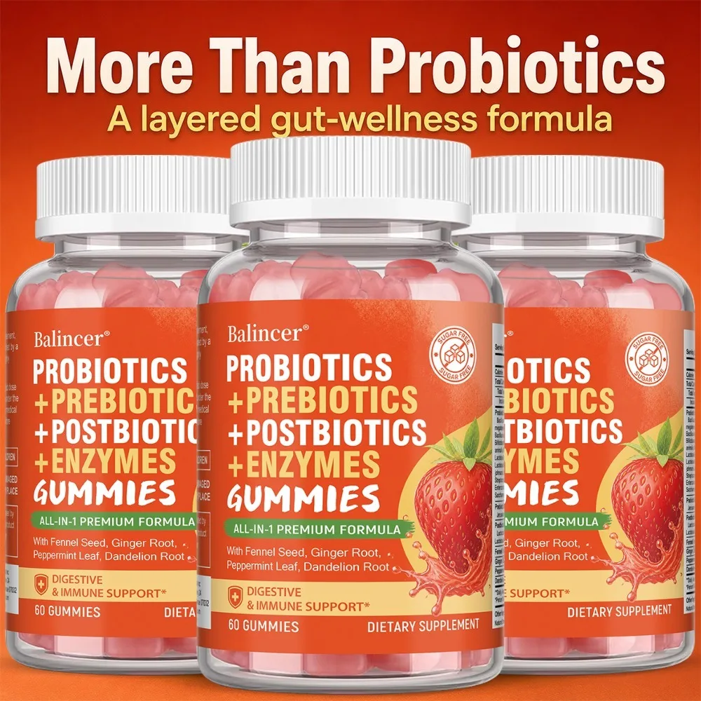 Probiotic Gummies, Prebiotics and  Digestive Enzymes, Digestion, Immunity & Gut Health for Women & Men