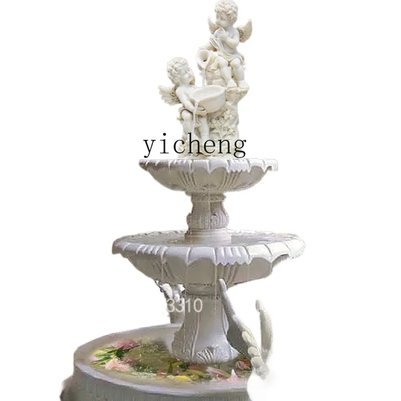 

XL Outdoor, Garden Sandstone Flowing Water Sculpture Large Ornament European Landscaping Ornament