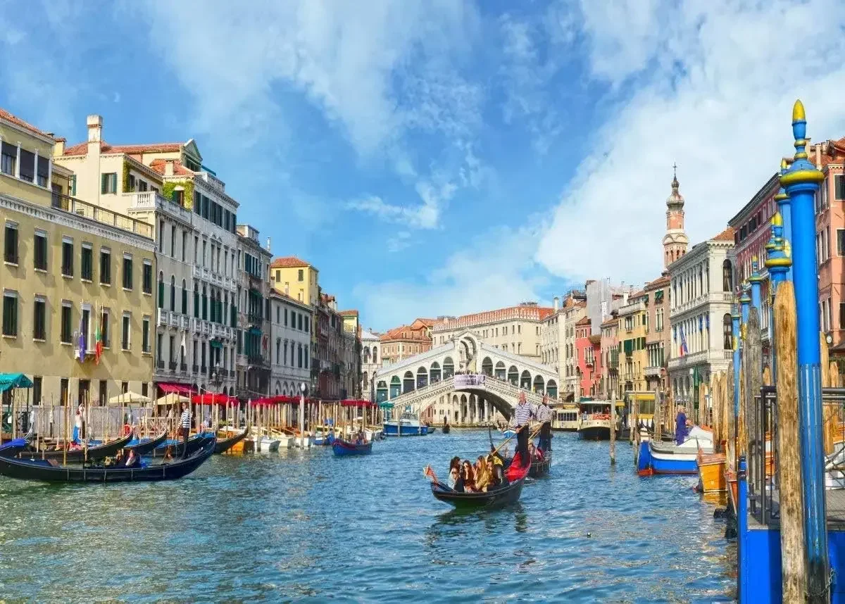 Fondo Fotográfico de Venecia, Italia, con Góndola Cercana al Famoso Puente Rialto, para Fiestas, Cumpleaños, Sesiones de Fotos