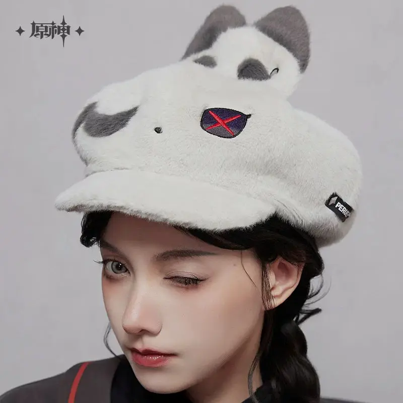 [Genuine] miHoYo Game Genshin Impact Arlecchino Theme Series Plush Beret Felt Hat Baseball Cap Anime Accessory Cosplay Xmas Gift 2