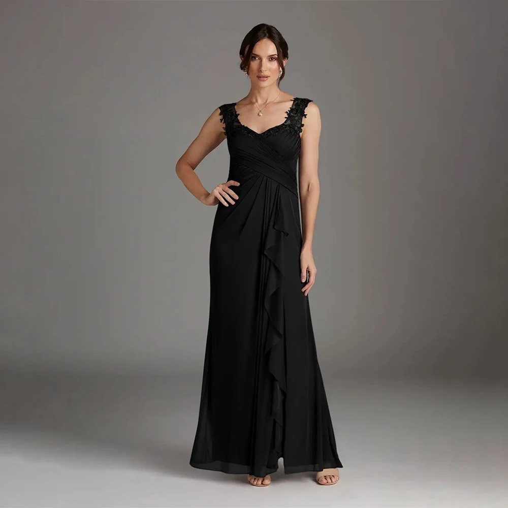 

2025 Mother Of The Bride Dress Wedding Lace Pleated Sleeveless Ruffle Mother Dress Formal Evening Gown For Women Customized