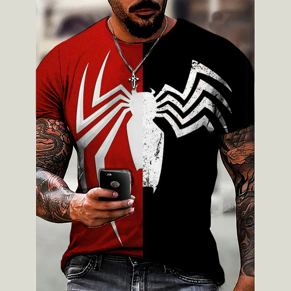 Marvel Summer Men Venom Printed T-Shirt Cartoon Tops Tees Male Casual Stylish Short Sleeve Clothing Fashion Trend Streetwear