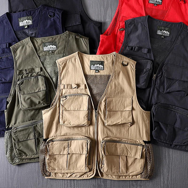 

Мужской уличный жилет с камерой, нейлоновый водонепроницаемый многоэтажный жилет для спецодежды, жилет для пеших прогулок, альпинизма, горной камеры