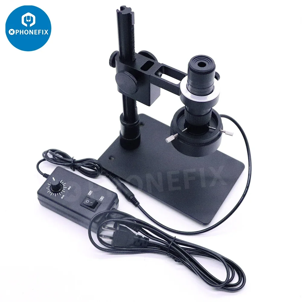 Electronic Digital Video Microscope Set with 130X Zoom C-Mount Lens Aluminum Alloy Holder Stand 40 LED Mobile Phone Repair Tool