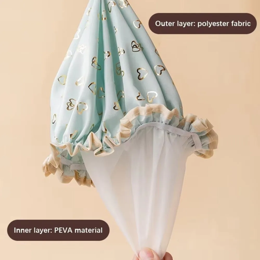New Waterproof Shower Cap Double Layer Adjustable Shower Hair Cover Reusable Elastic Bathing Hat