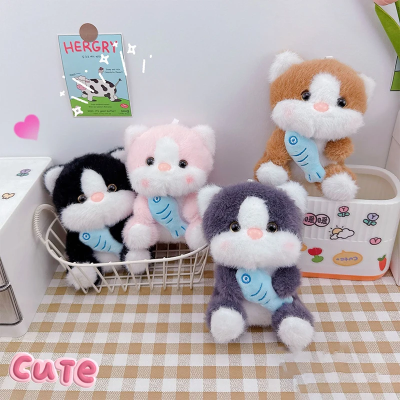 Porte-clés chaton en peluche créatif, mignon chat de dessin animé, joli sac à dos, pendentif, décoration suspendue, porte-clés de voiture, cadeaux