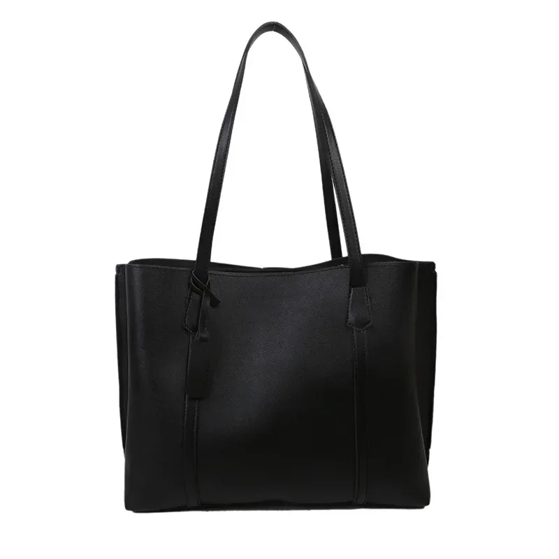 Borsa da donna semplice di grande capacità borsa da donna 2024 borsa da viaggio elegante da viaggio in pelle PU tinta unita di tendenza retrò