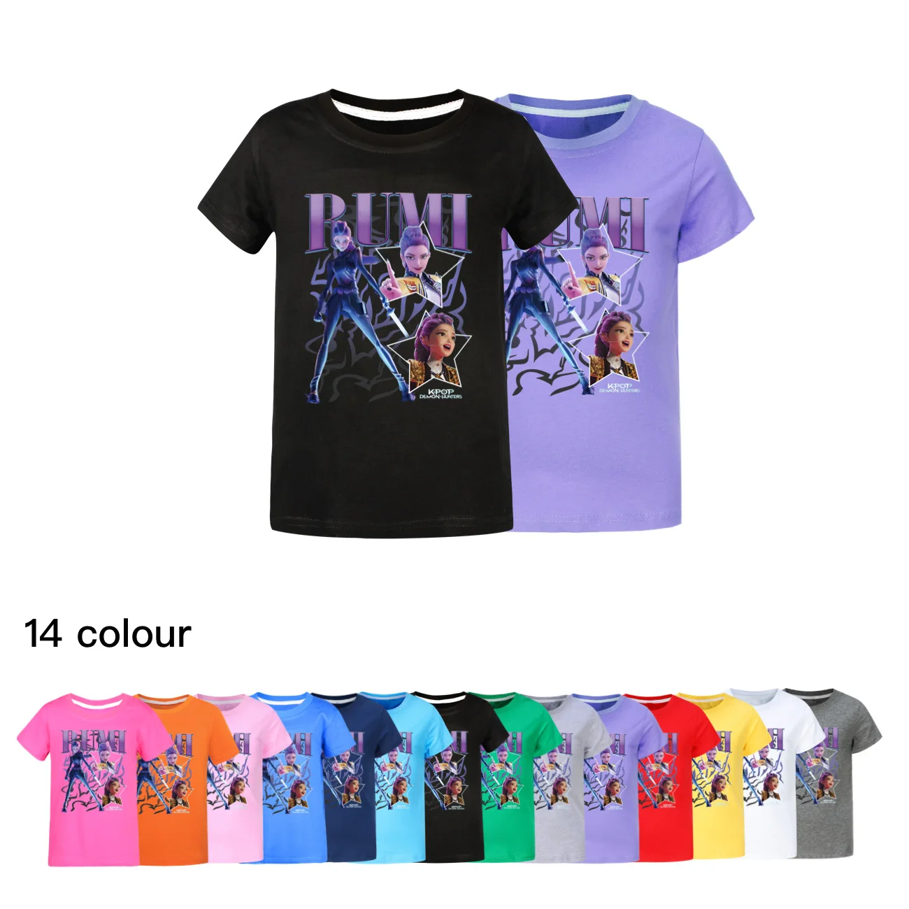 

KPop Demon Hunters Shirt Kids Cotton Kids Tee Short Sleeve Round Neck T Shirt 2025 Girls Clothes Fashion Toddler Cartoon Tee Top