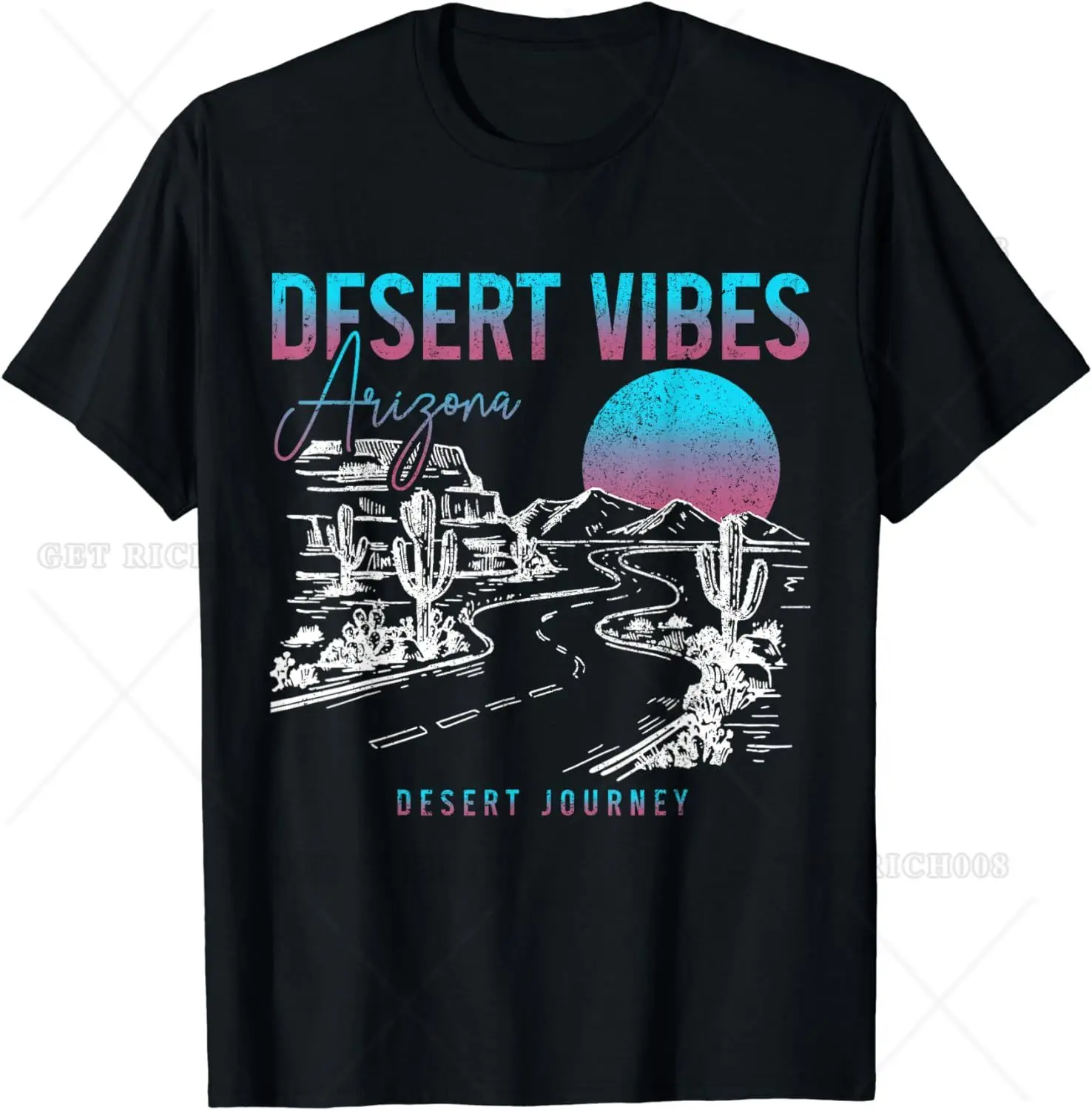 Neon Arizona Desert Vibes AZ Pride Cactus Cool T-shirt for Men Women Not Easy To Shrink Cotton Mens T Shirts