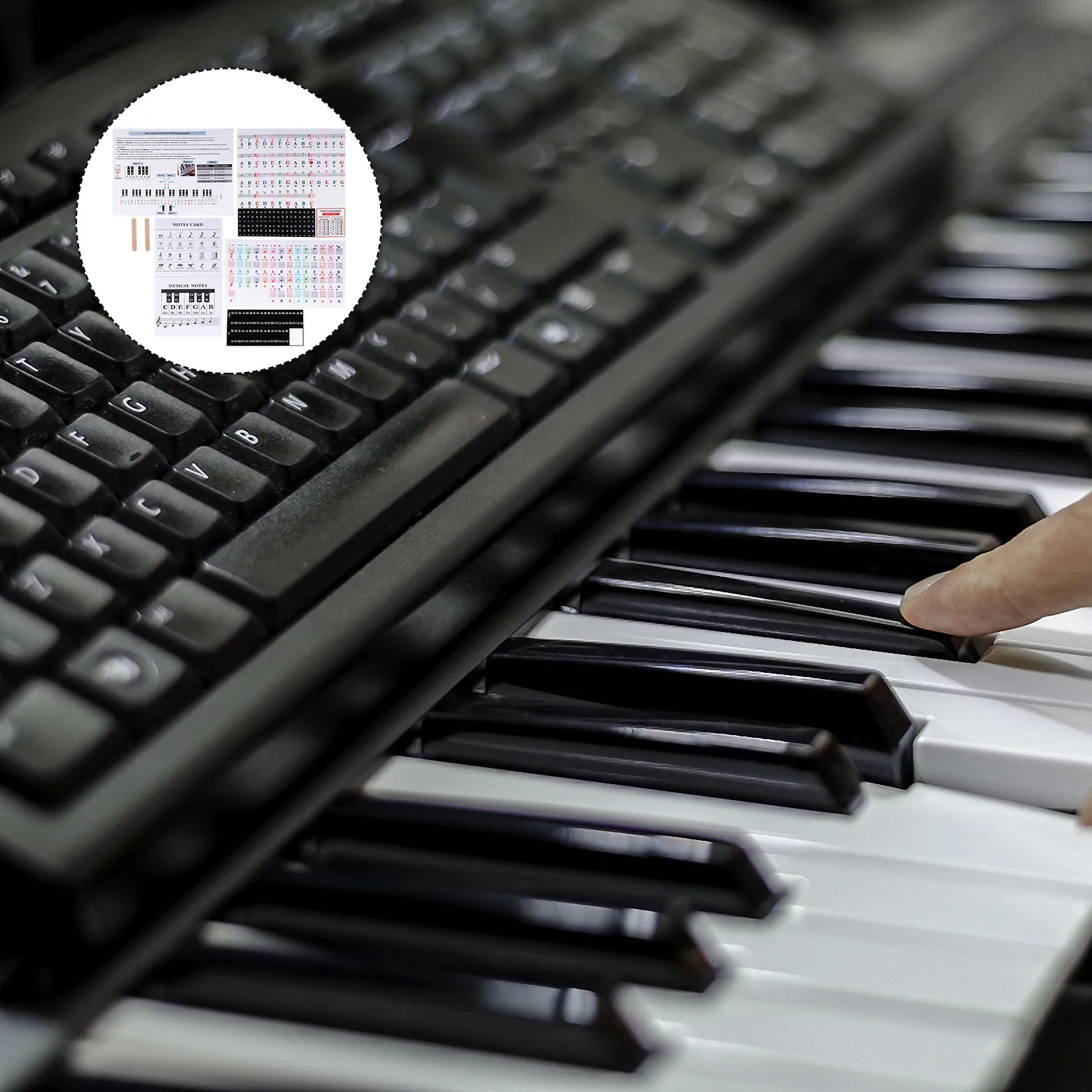 2Sets Premium Safe Eco Friendly Piano Stickers for Large Clear Letters Transparent Removable Keyboard Labels Beginner