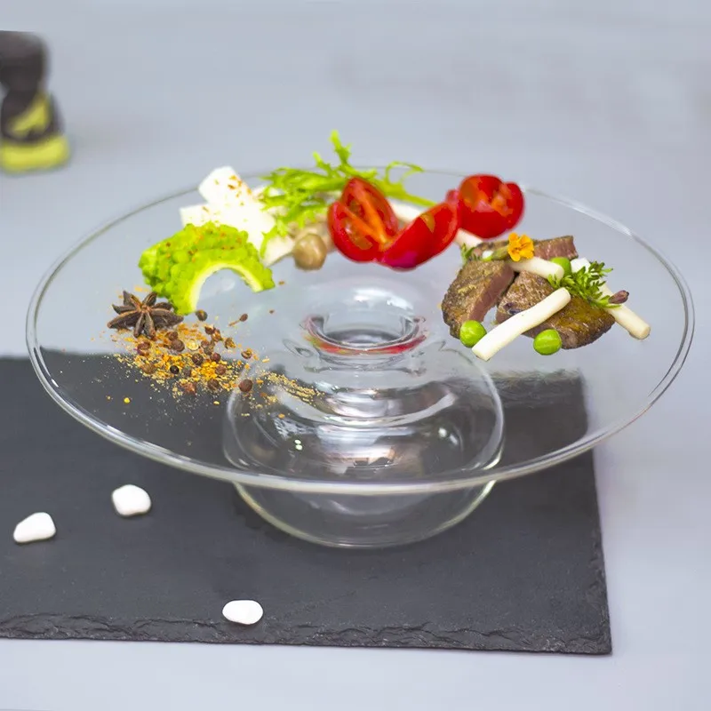 Environmental Health Creative Dry Ice Glass Cooking Tableware Luxury Hotel Dishes Salad Bowl Hollow Vessel Molecular Handmade