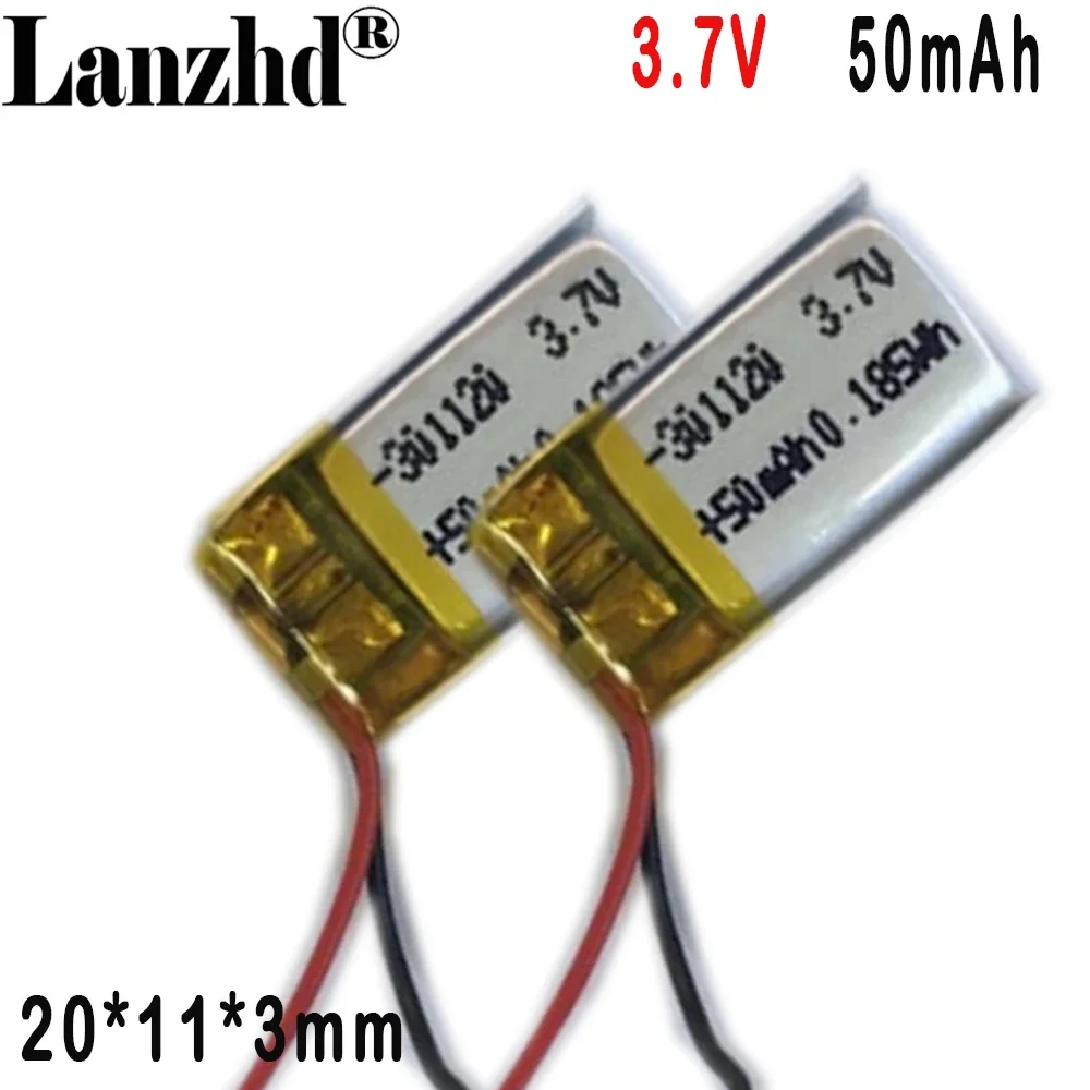 100pcs/Lot 301020 Polymer Lithium Battery 50MAH 3.7V For Smart wearable player Lithium Battery 301120