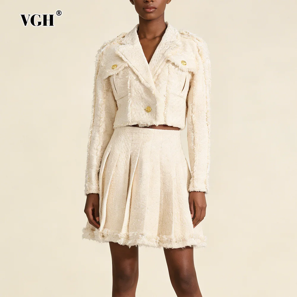 

VGH Элегантные однотонные утягивающие комплекты для женщин с лацканами и длинными рукавами, топ с высокой талией, осенний темпераментный комплект, женская мода, новинка