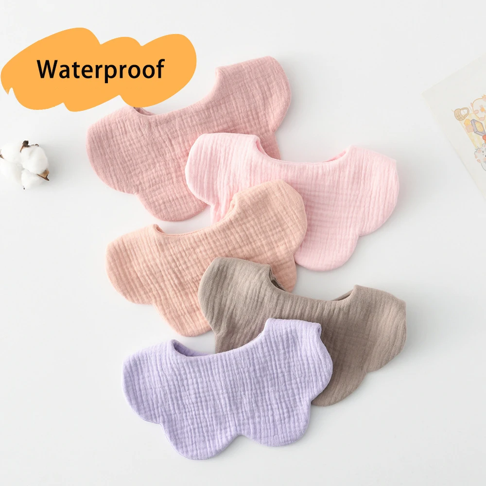 Solid Color Baby Feeding Drool Bib New Infants Cotton Gauze Petal Saliva Towel Soft Burp Cloth For Newborn Toddler Kids Bibs