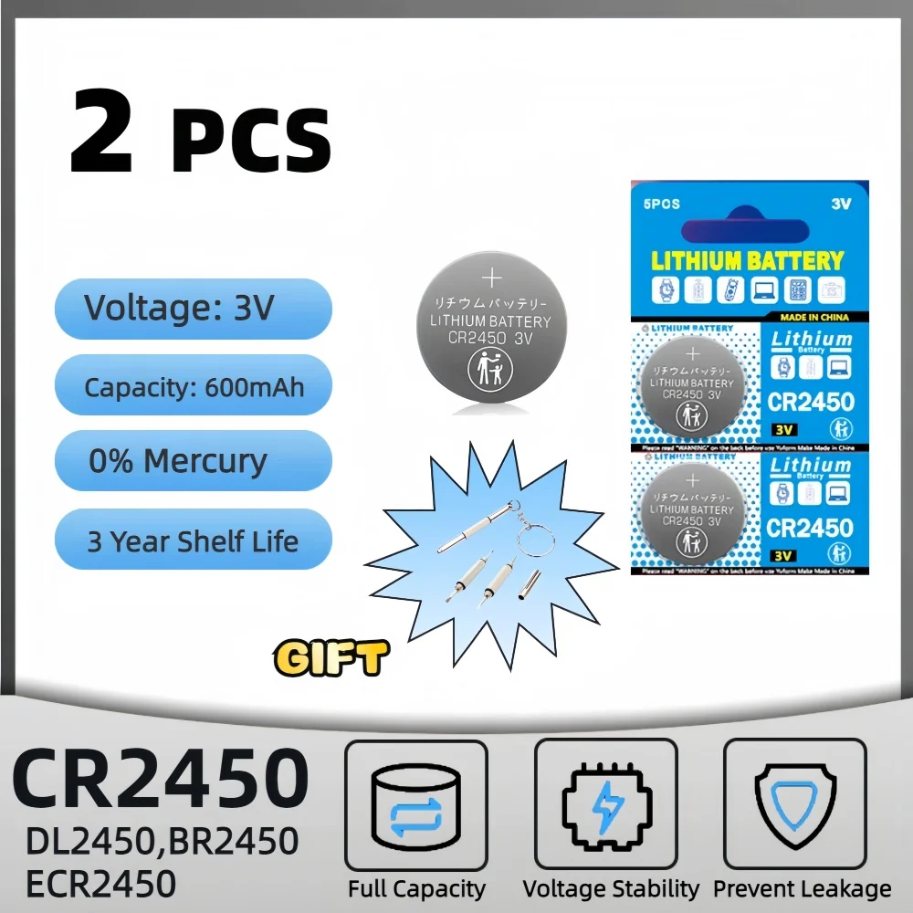 2-10 STKS CR2450 Horloge Knop Batterij KCR2450 5029LC LM2450 DL2450 ECR2450 BR2450 CR 2450 3 V 600 mAh Lithium Knoopcelbatterijen