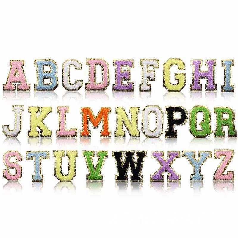 26/33pcs Chenille Letter Patches Colorful Personalized Embroidery Patch for DIY Clothing Hats Bags Jackets Shirt Makeup Bag