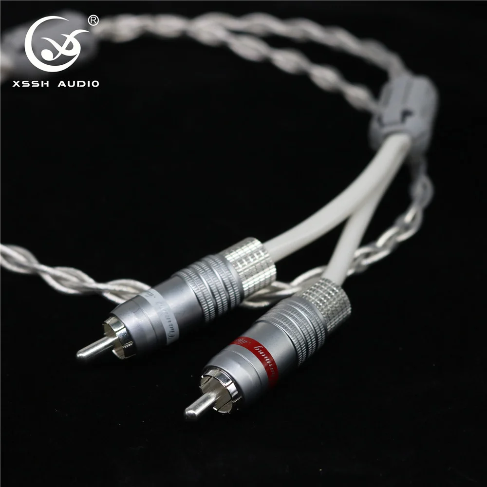 Signal Lines Wire Cords XSSH DIY OEM ODM 1pcs HIFI Single Crystal Copper Plated Silver 2RCA to 2RCA Power Audio & Video Cables