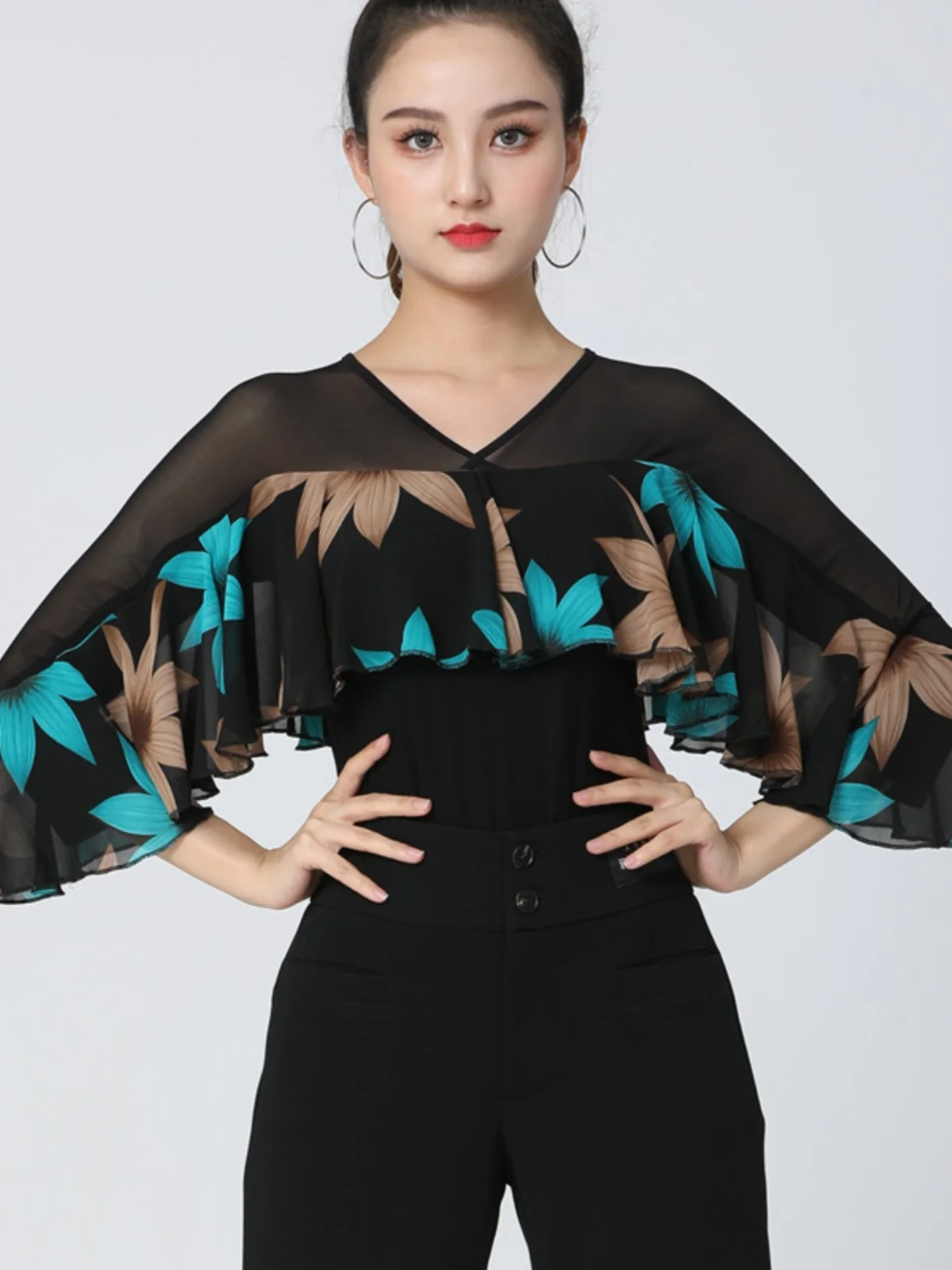 Modern Dancing Costume Set Women's Top New Style Guitab Dance Uniform Sailor Dance Clothing Commute Style Slim Fit Polyester ...