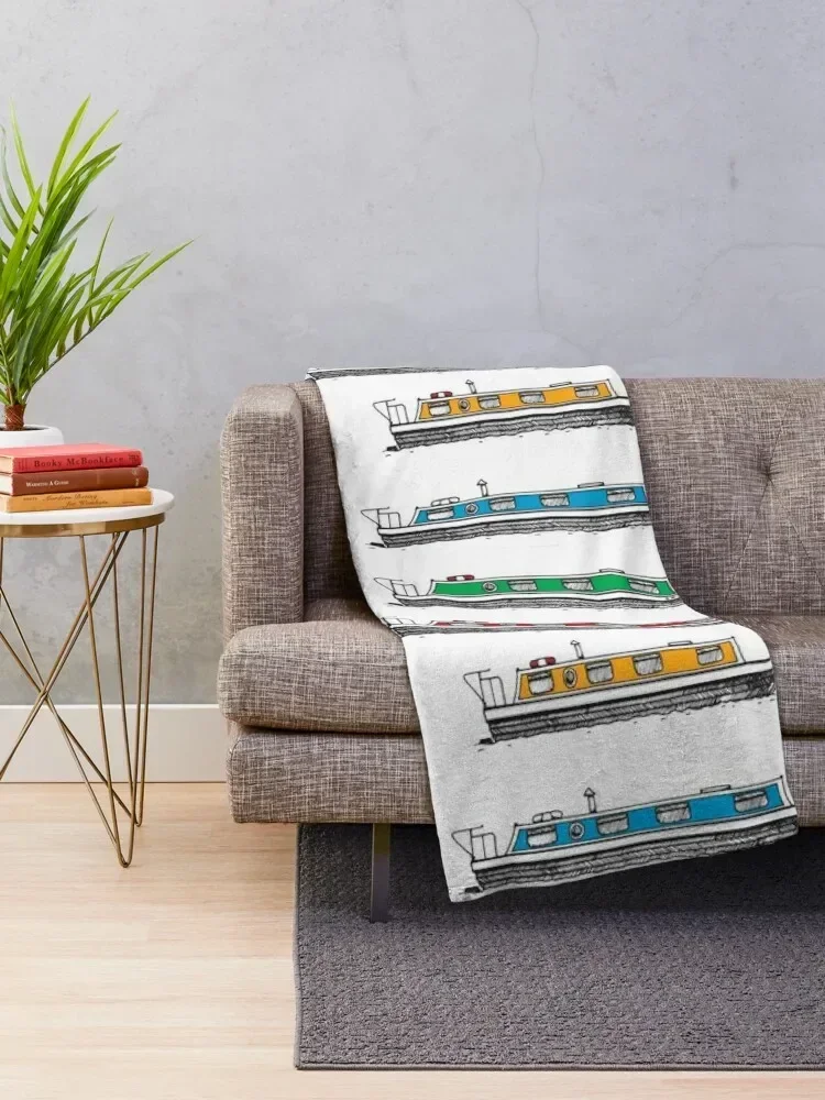 Narrow Boat,Narrow Boats, Canals, Barge, Illustrated Tribute Throw Blanket funny gift Bed Fashionable Custom Blankets