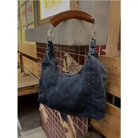 Bloom Hot Girls Denim Shoulder Bags Women Vintage Haruku Casual Tote Handbag Female Retro Sweet Cool Y2k Bag Bolso Mujer