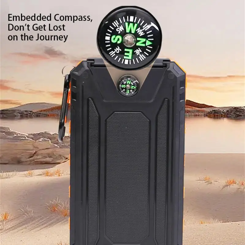 

High Capacity 20000mAh Real Mark Solar Power Bank With Wireless Charging And Dual Light Outdoor Portable Charger