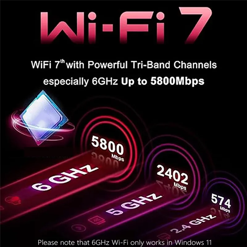 B44C BE201 Wifi 7 وحدة بطاقة لاسلكية M.2 8774Mbps ثلاثي الموجات WIFI7 BT5.4 Cnvio3 لهوائيات Win10/11 64-Bit + 8DB