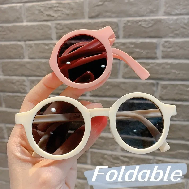 Kids Retro Ultralight Folding Sunglasses New Stylish Round Frame Sun Glasses Eyewear  Children Boy Girl Trendy UV400 Eyeglasses
