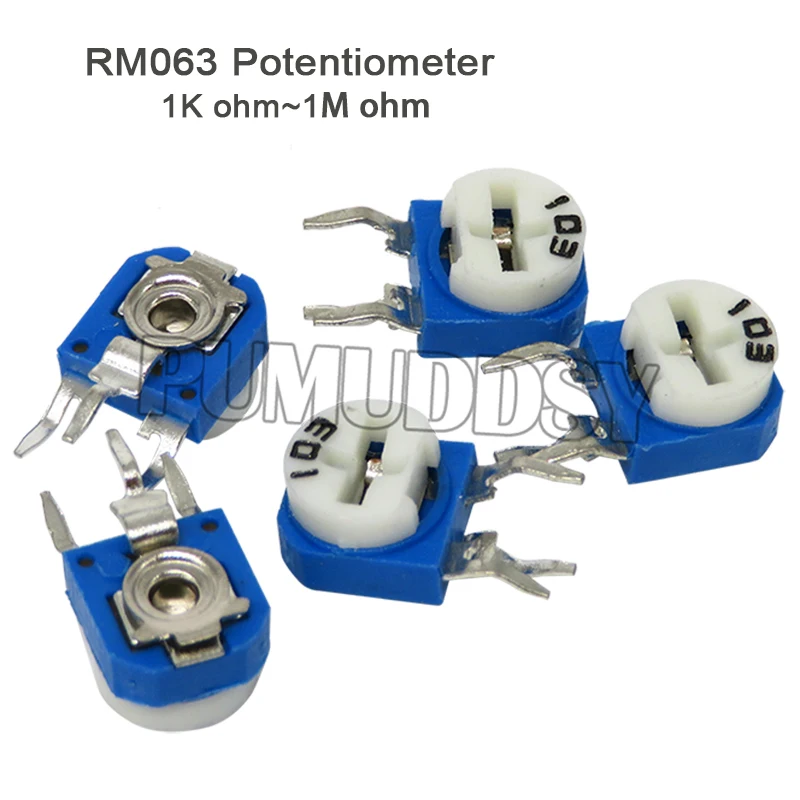 20PCS RM063 Trimmer Potentiometer Adjustable Resistor 500R 1K 5K 10K 20K 50K 100K 200K 500K 1M rm063 Variable Resistors PUMUDDSY