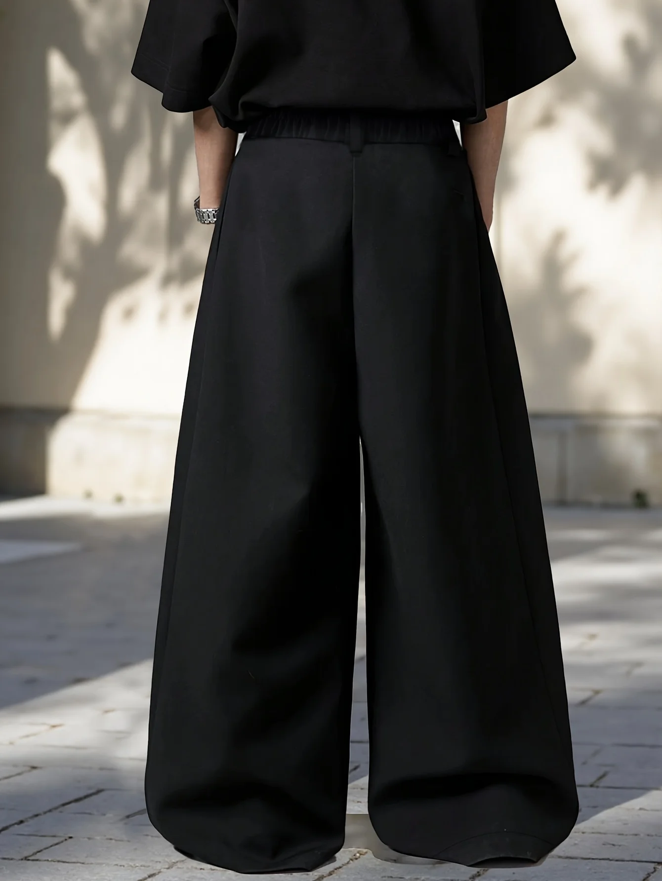 Homme plus Size Men's Solid Color Pocket Loose Wide Leg Casual Trousers