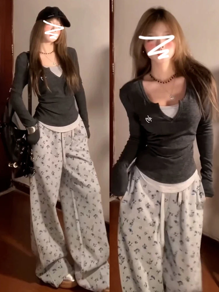 Ensemble de pulls en tricot longs coréens doux et épicés pour femmes, coupe ajustée, automne-hiver, style décontracté, faux deux pièces