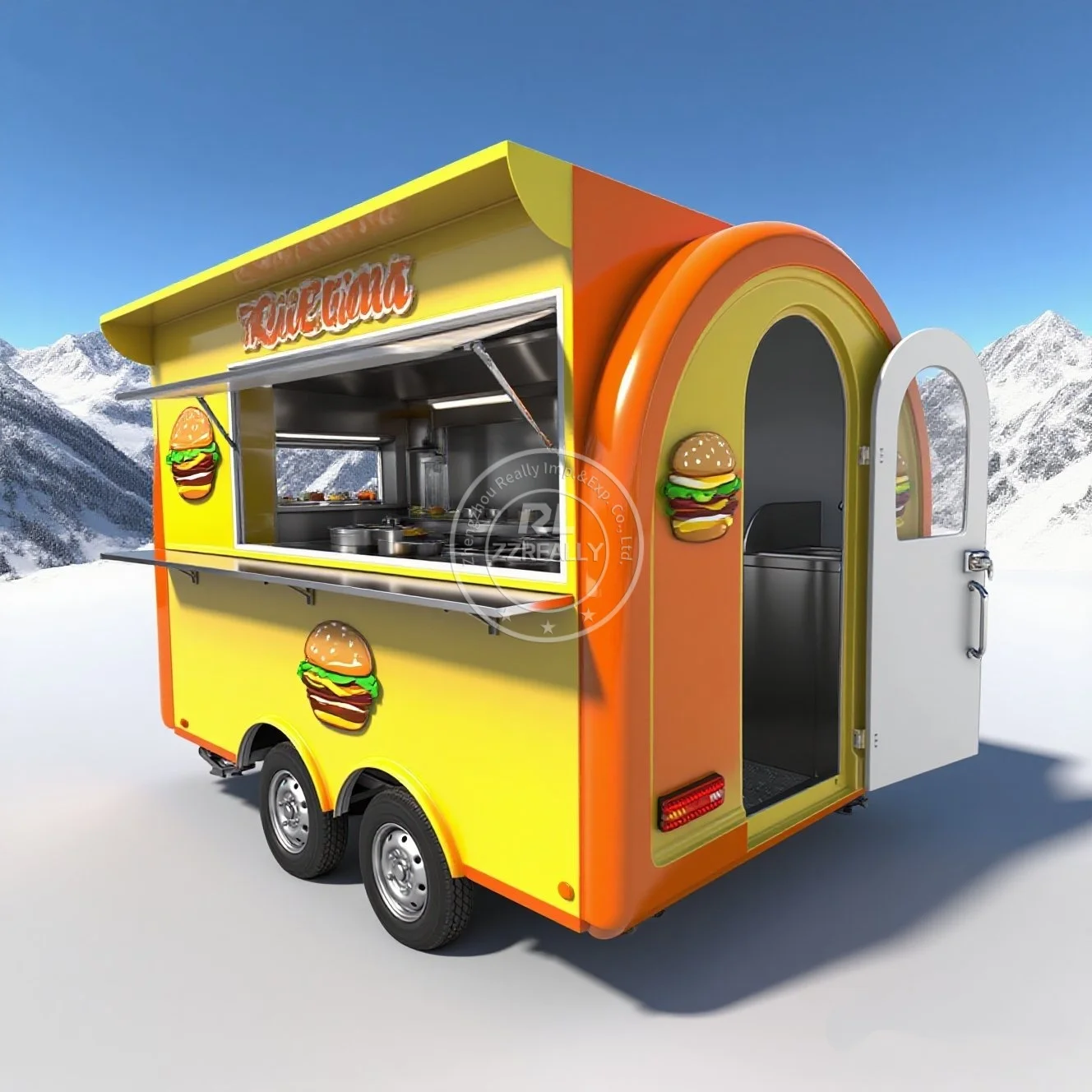 Customizable Food Truck Ice Cream Taco Sweet Corn Camper Box Trailer for Hipster Street Food Markets