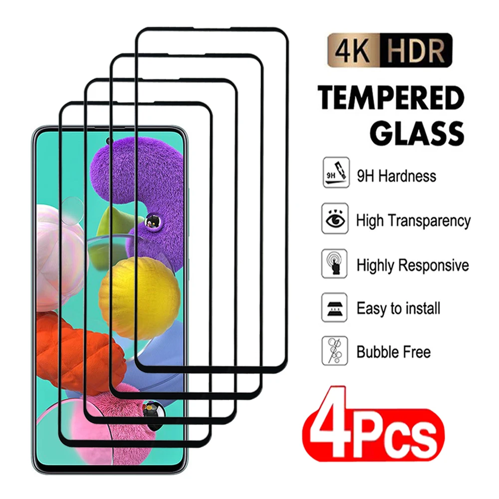 4Pcs Note 10 Lite For Samsung Galaxy A41 A42 A71 A72 A73 Tempered glass A51 A52 A53 A54 A55 Scren Protector Samsung S10E Film