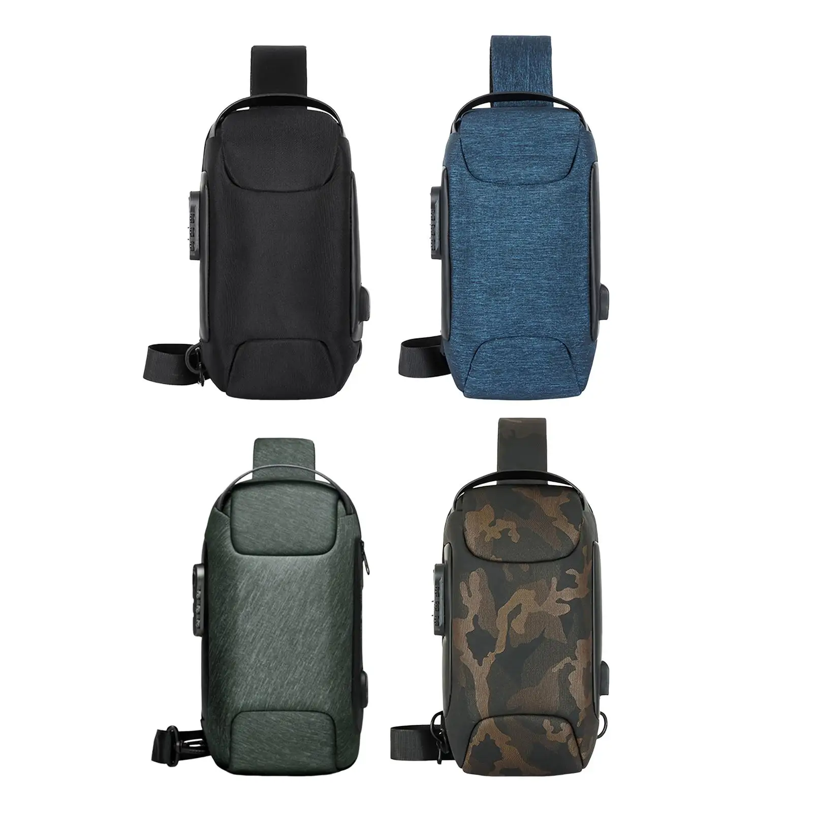 Daypack peito portátil para homens, Shoulder Pack, Code Lock Purse