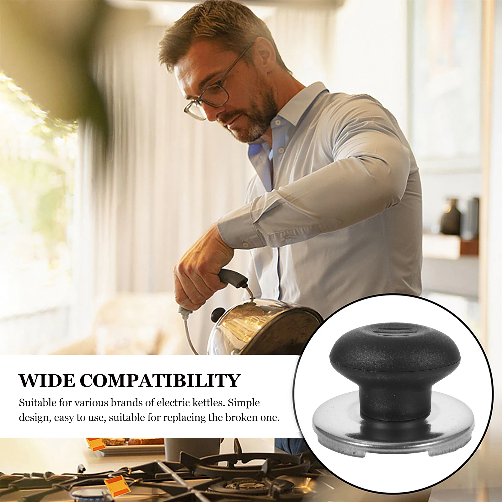 2 pezzi Manopole per bollitore Maniglie Bollitore per acqua Coperchio di ricambio Maniglia Teiera Fischio Coperchio per padella Gadget da cucina Materiale PP bollente